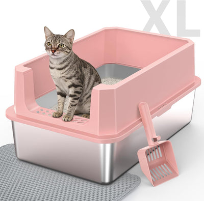 Caja arena acero inox XL antifugas gatos con tapa