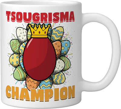 Taza cerámica Tsougrisma Champion Roja para juego de huevos de Pascua griega