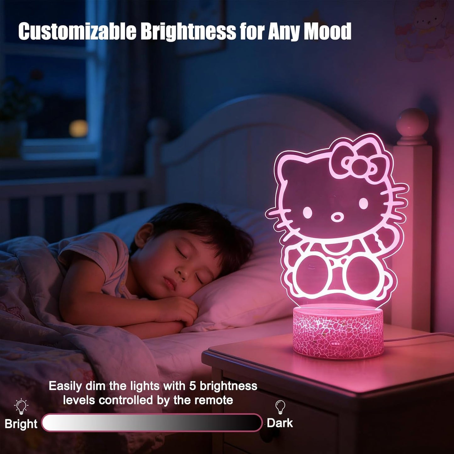 Luz nocturna gato 16 colores LED control remoto 3D