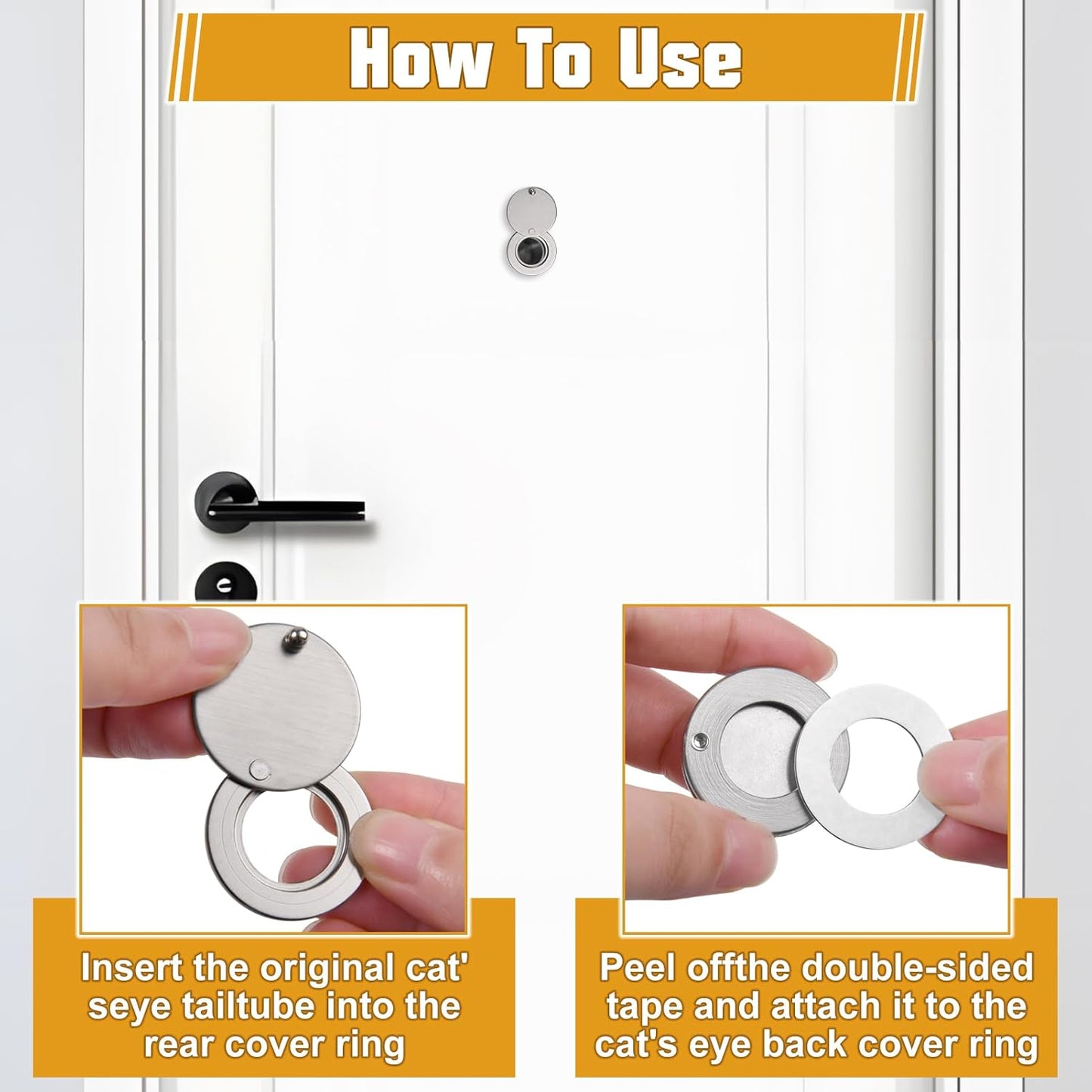 Cubierta mirilla latón macizo autoadhesiva para puerta 5/8pulg