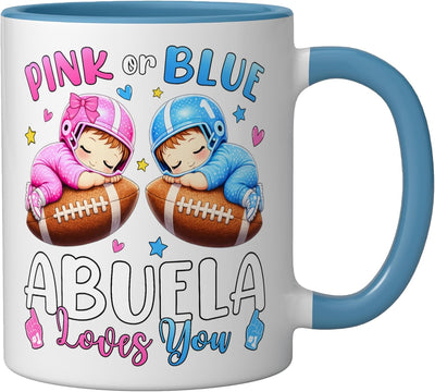 Taza Cerámica Fútbol Bebé Revelación de Género Azul/Blanco