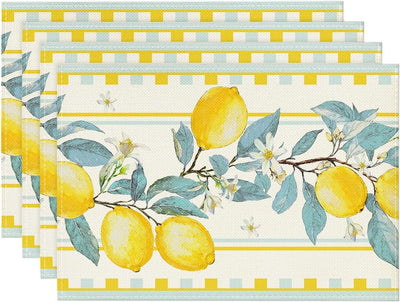 Juego de 4 manteles individuales de verano Artoid Mode Sage Lemon 12 x 18
