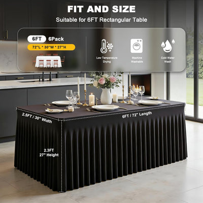 Mantel elastano mesas rectangulares 6ft set 6 negro sin arrugas