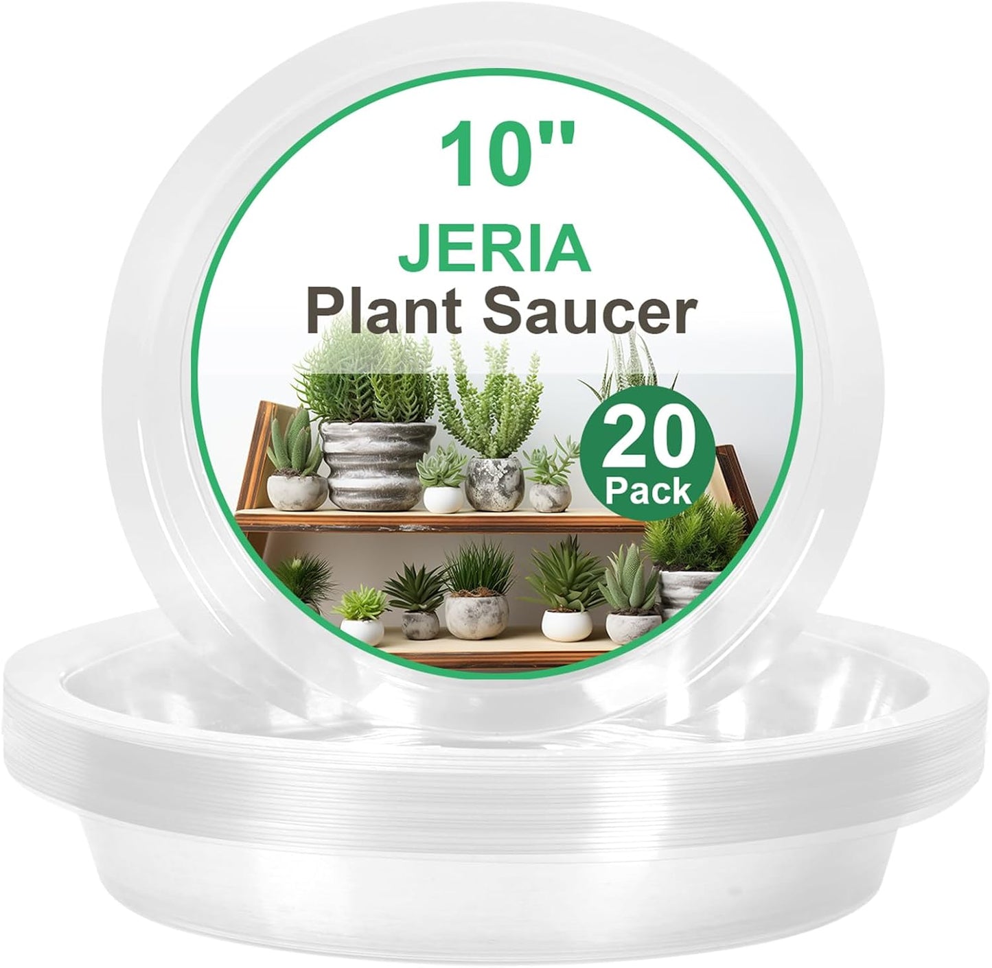 20 Platillos Plástico Transparente 10pulg para Plantas