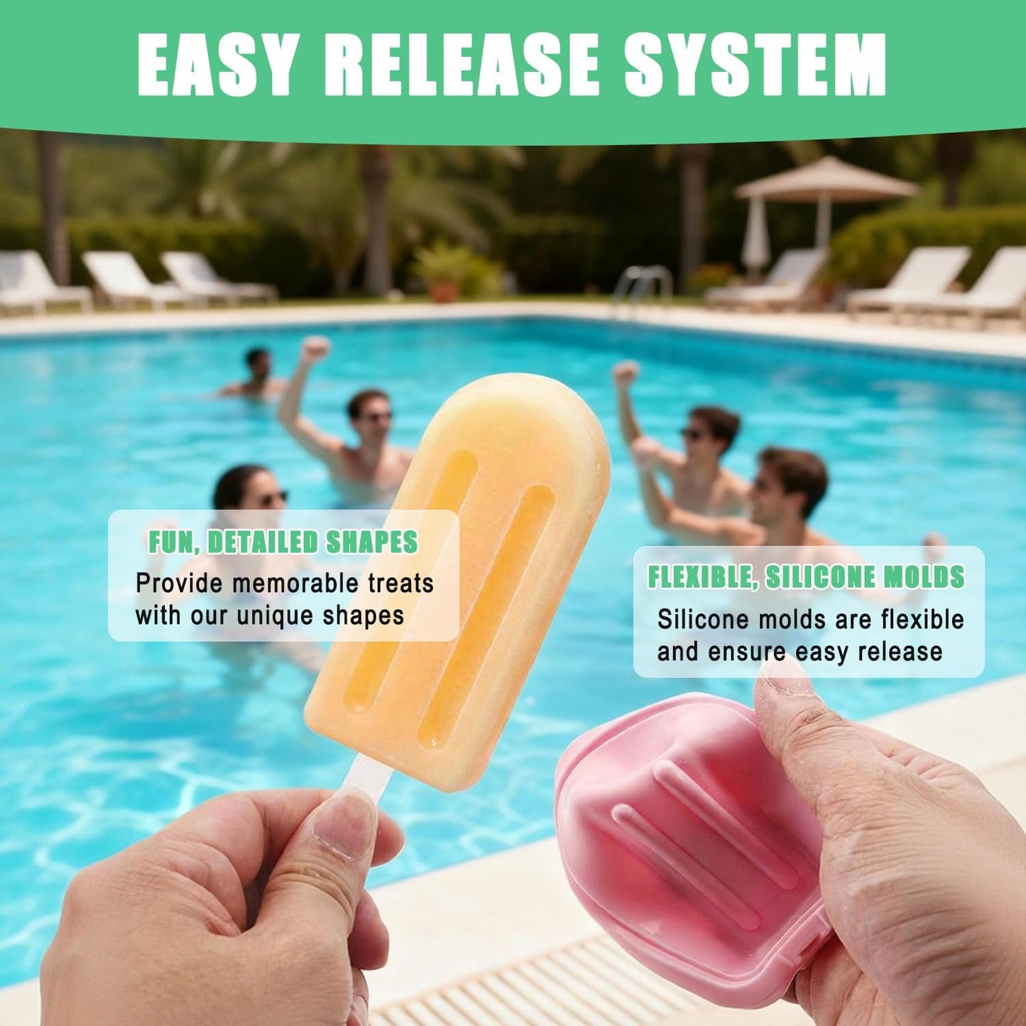 Moldes silicona paletas hielo set 4 reutilizable