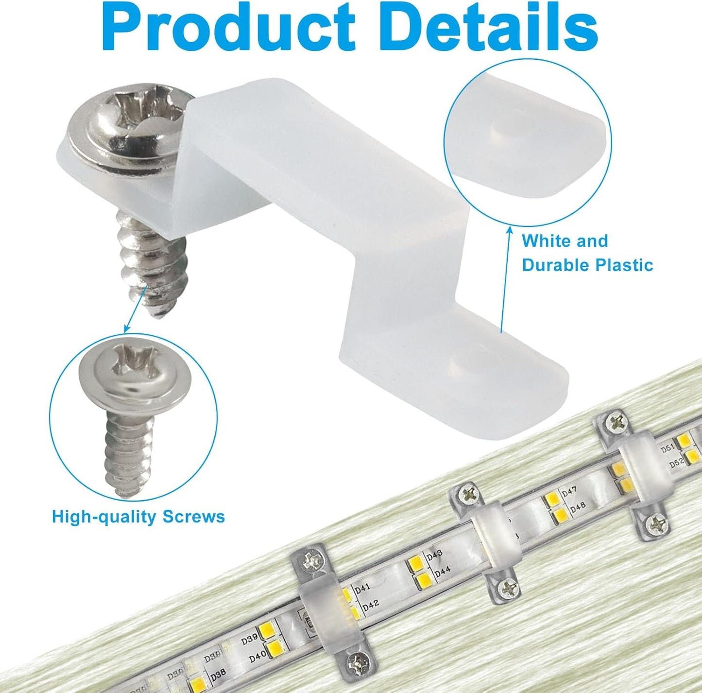 Soportes para tiras led ip67/68 con 200 tornillos