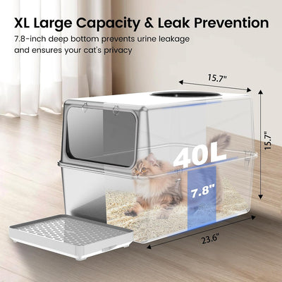 Caja arena acero inox tapa alta duradera control olores