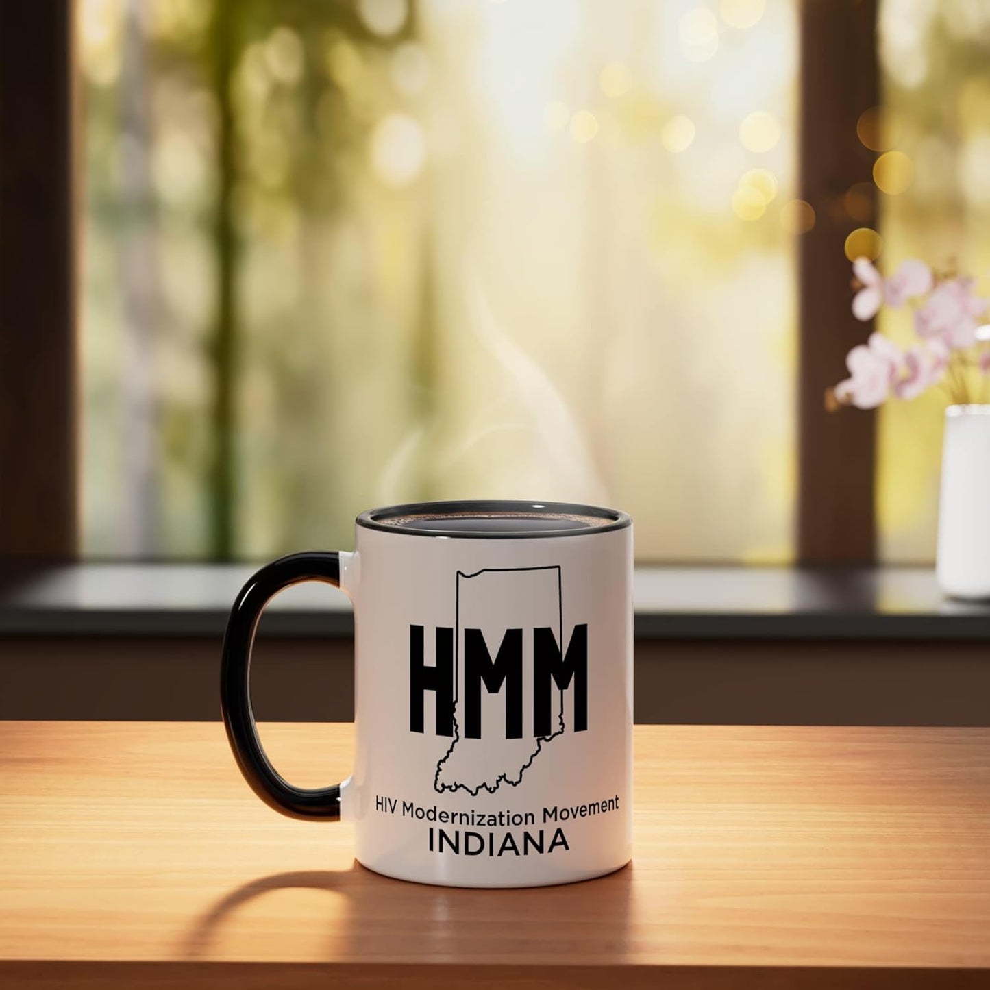Taza cerámica HMM Indiana negro/blanco