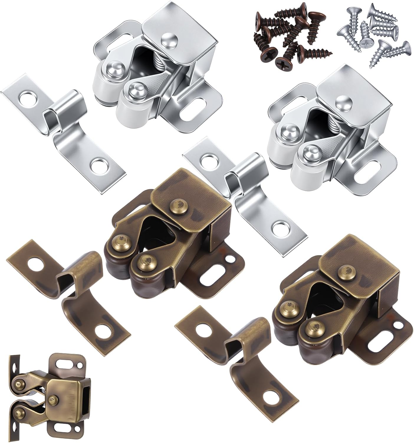 Pack 2 Cierres Puerta Armario Rodillo Doble Bronce