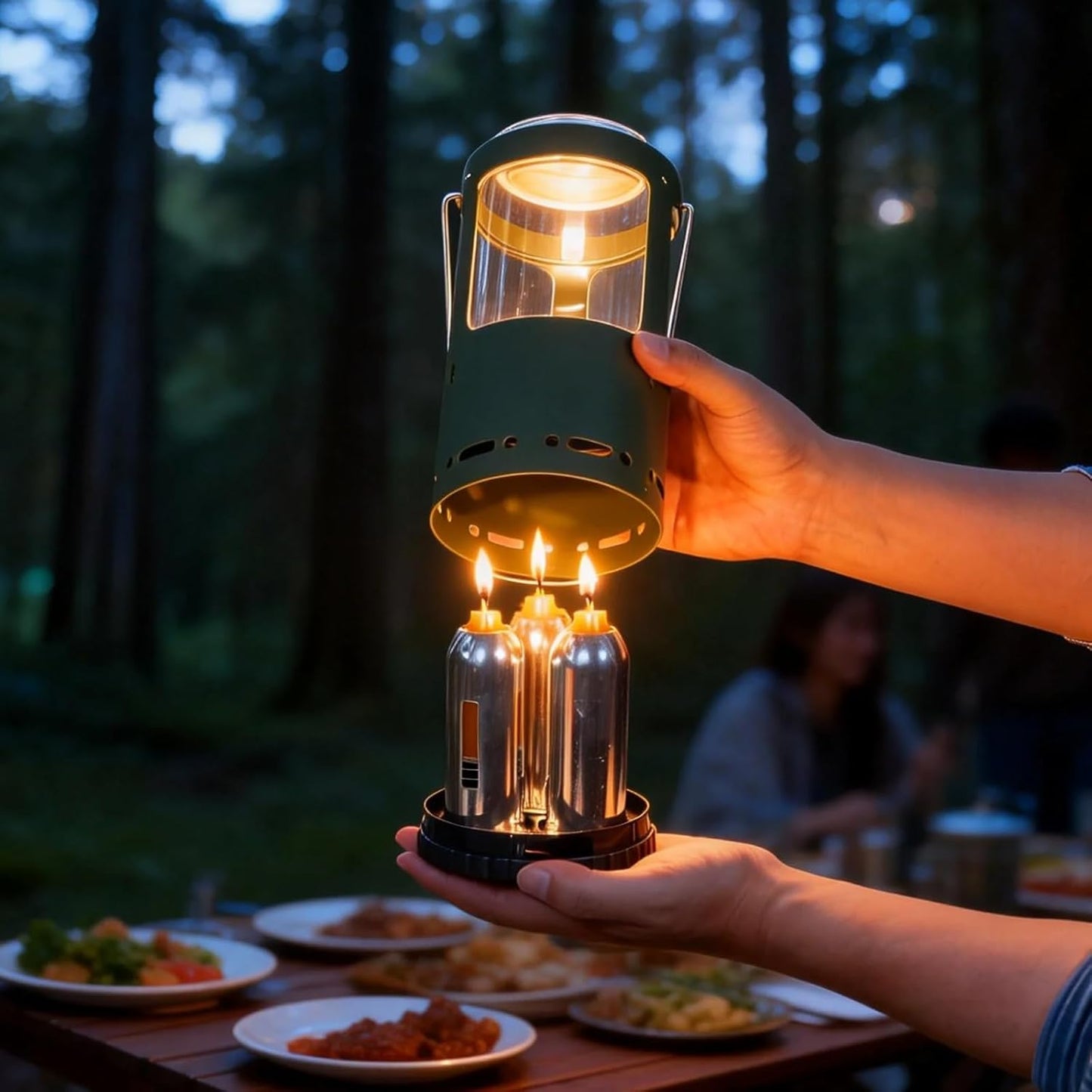 Portavelas aluminio camping resistente viento
