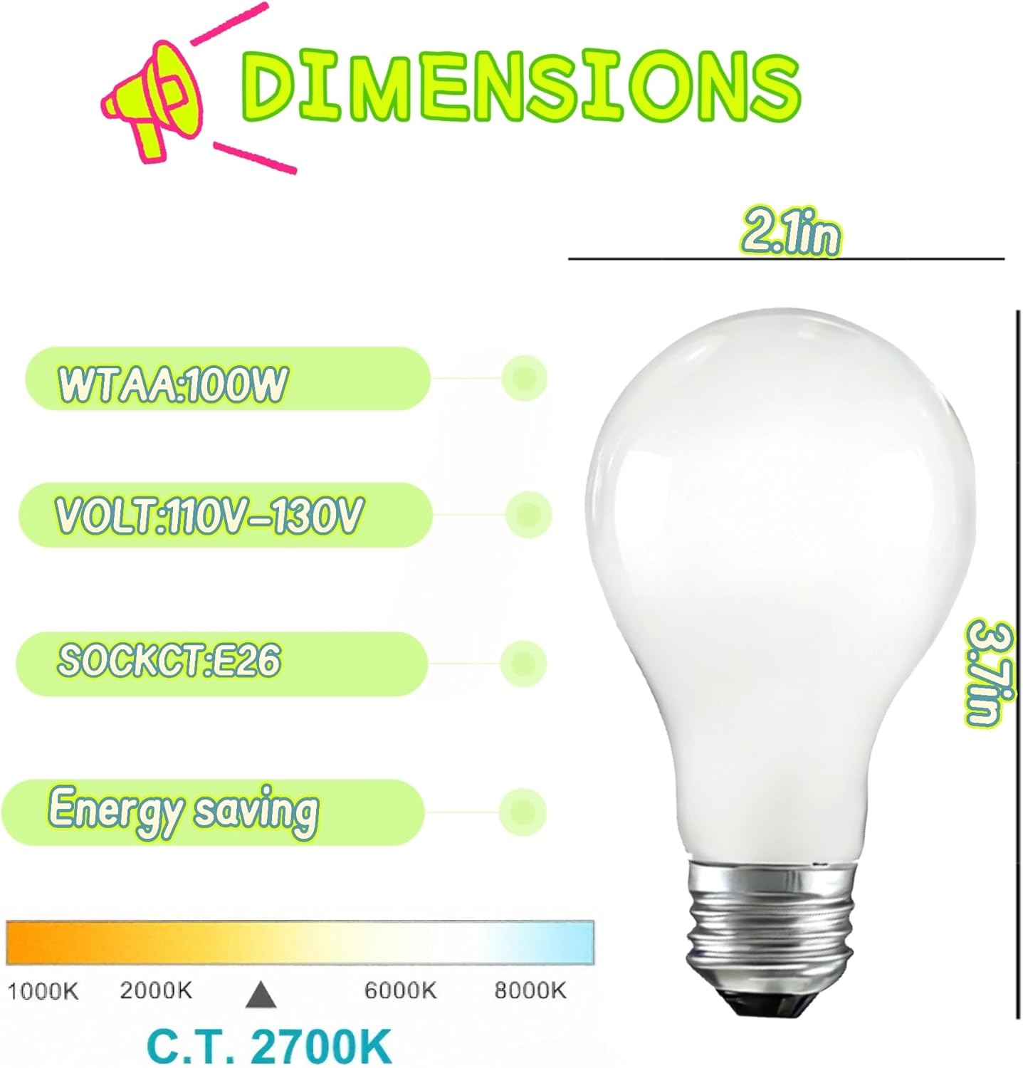 2 Pzas Bombilla Incandescente A19 E26 60W Resistente