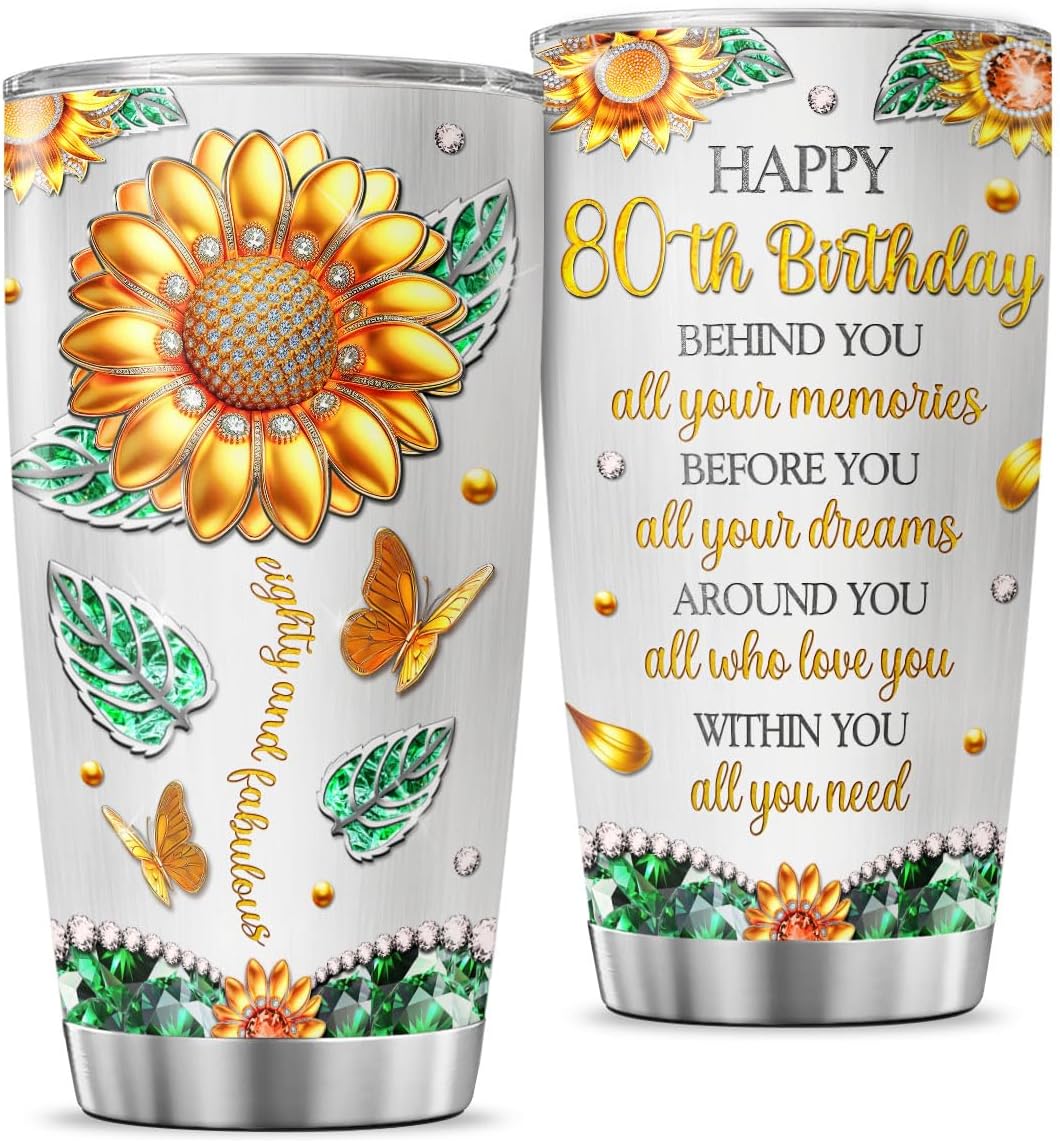 Vaso acero inox 20oz diseño mariposa regalo mujer mamá 80 años