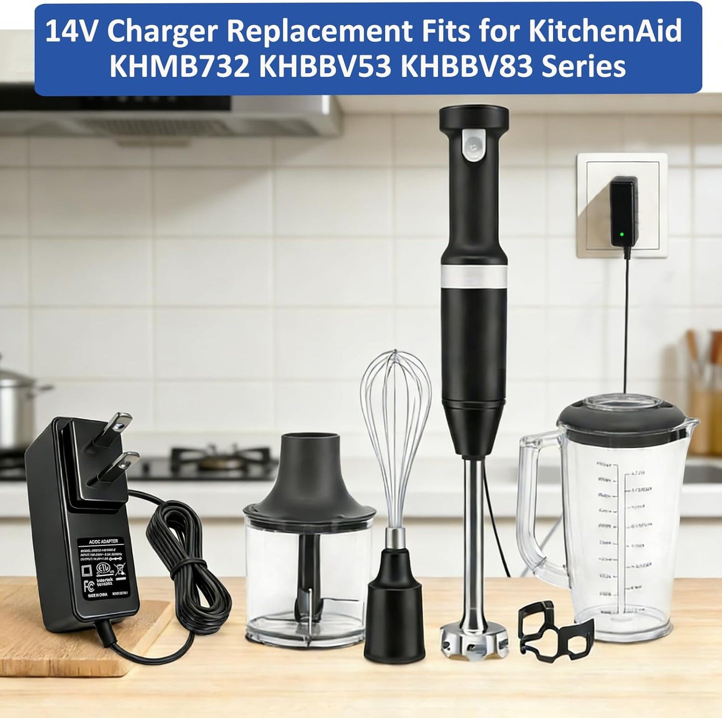Repuesto cargador KitchenAid KHMB732 KHBBV53 Series cable adaptador CA para mezclador inalámbrico 7 velocidades