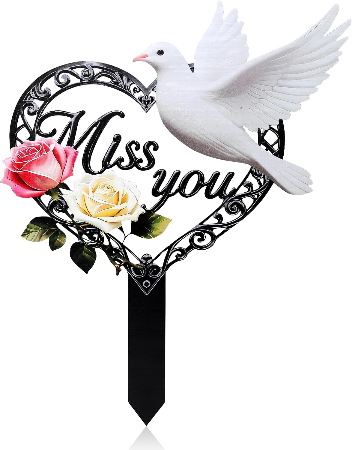 Placa corazón conmemorativa para cementerio 15pulg