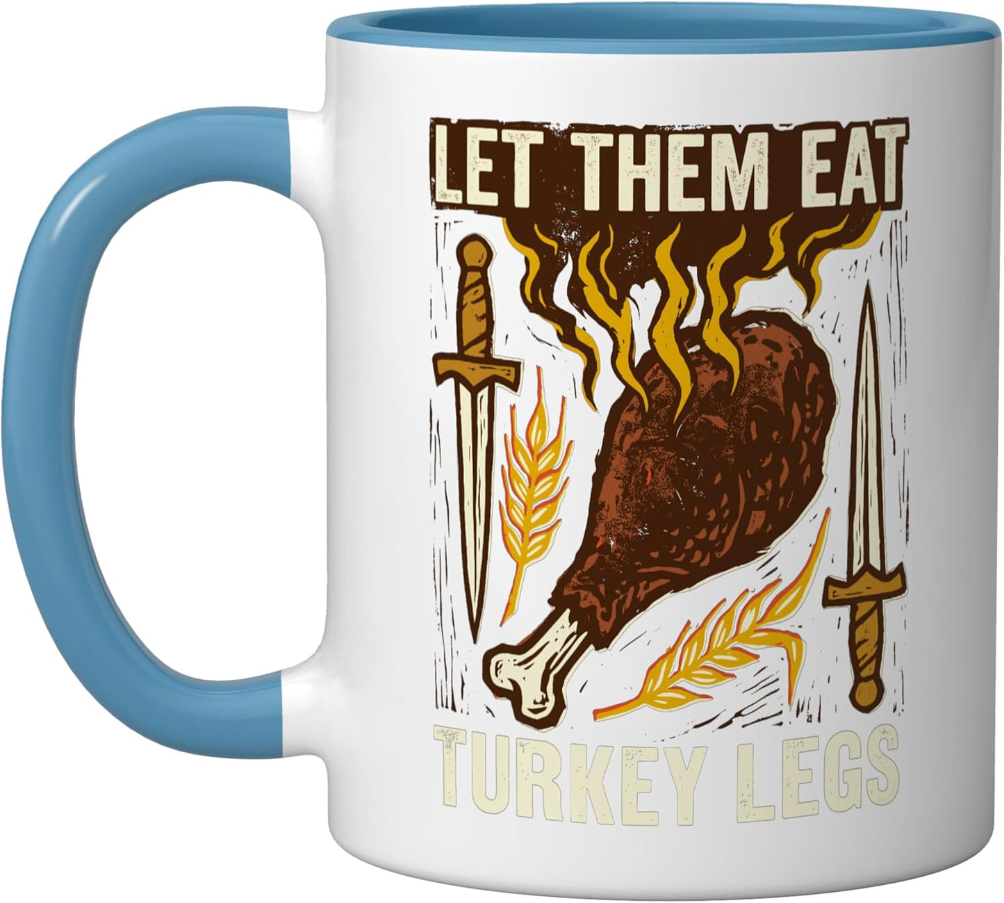 Taza Cerámica Renacimiento Con Pierna de Pavo Azul Blanco