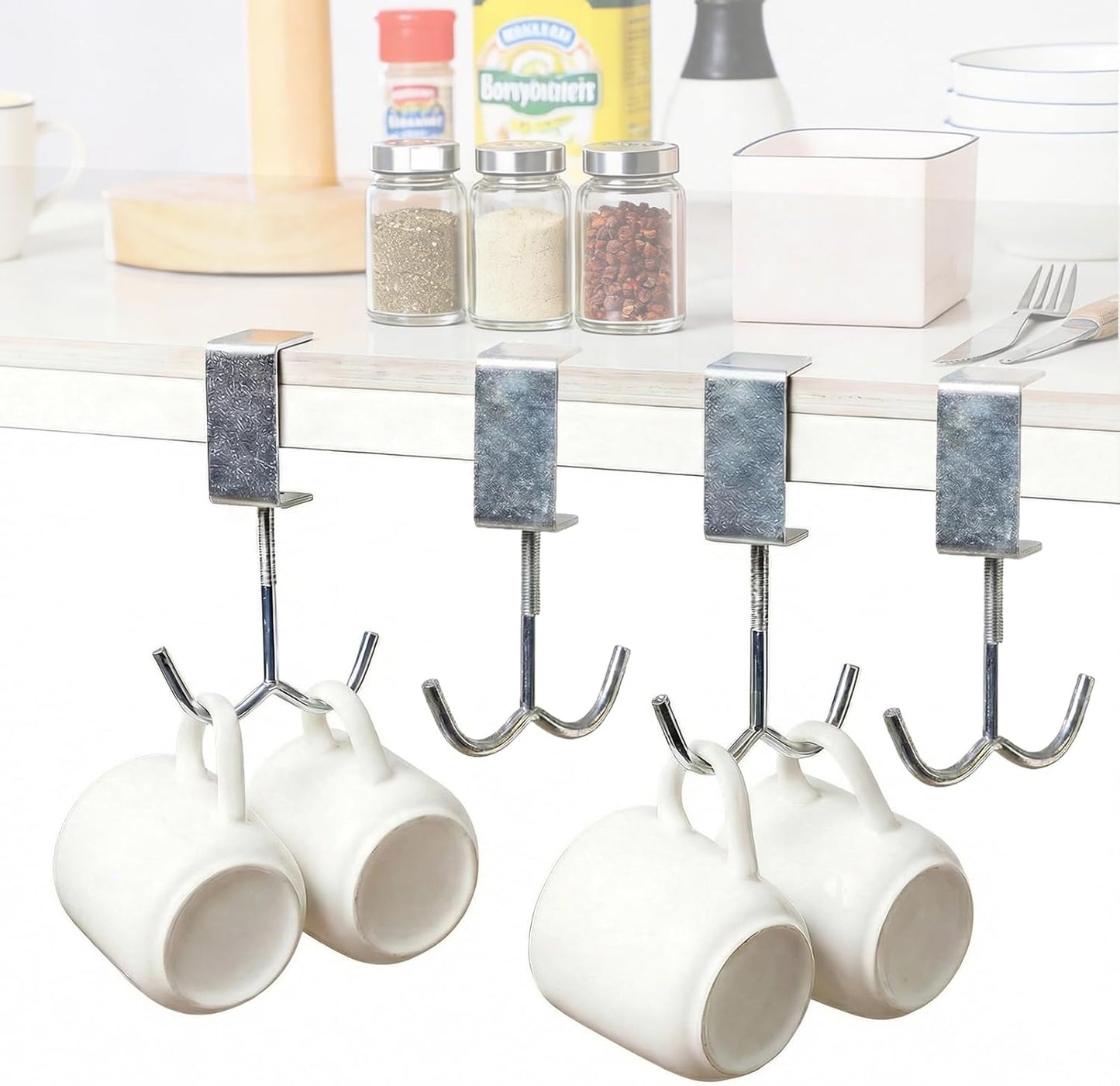 Ganchos para tazas cocina 4+8 ganchos estante organizador