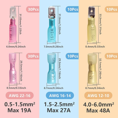 Kit conectores termorretráctiles AWG 100 pzas