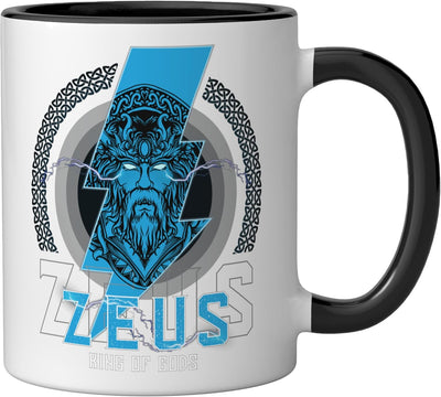 Taza de cerámica mitología griega Zeus color negro y blanco