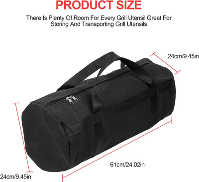 Bolsa herramientas parrilla lona negra 60x24x24cm cremallera