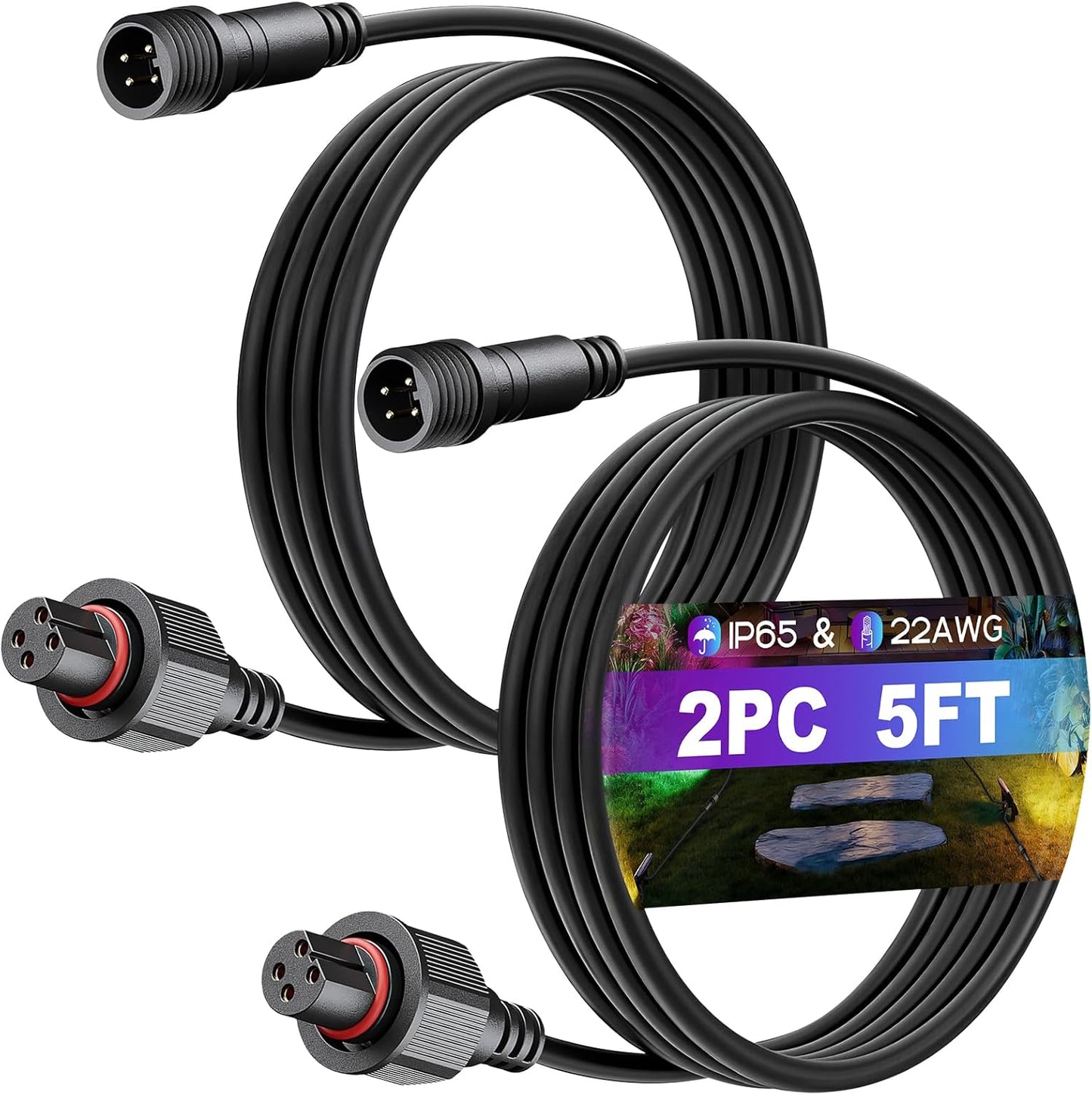 2 Cables Extensión 5pulg Conector Impermeable 4 Pines Comp Govee