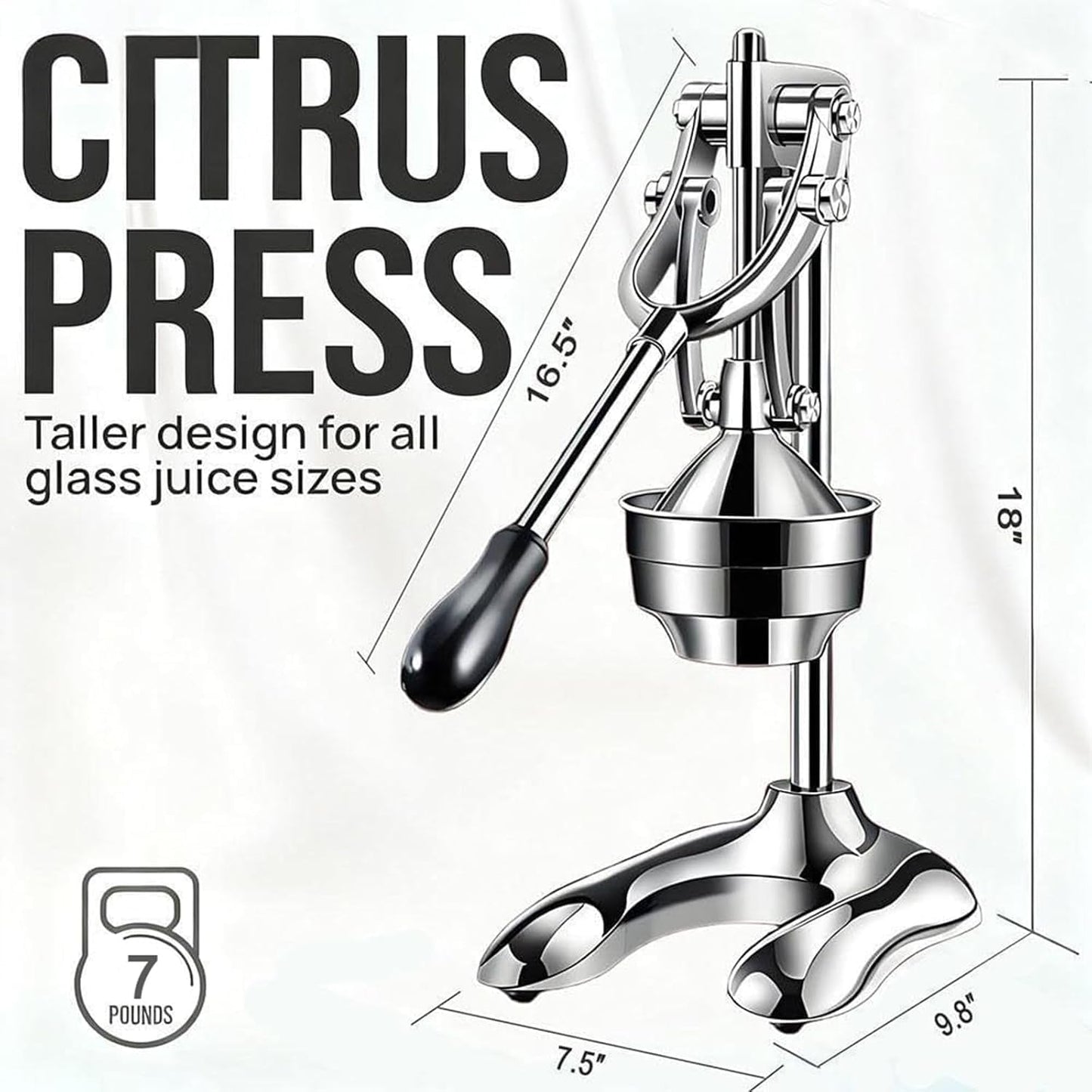 Exprimidor manual de acero inoxidable para cítricos y frutas