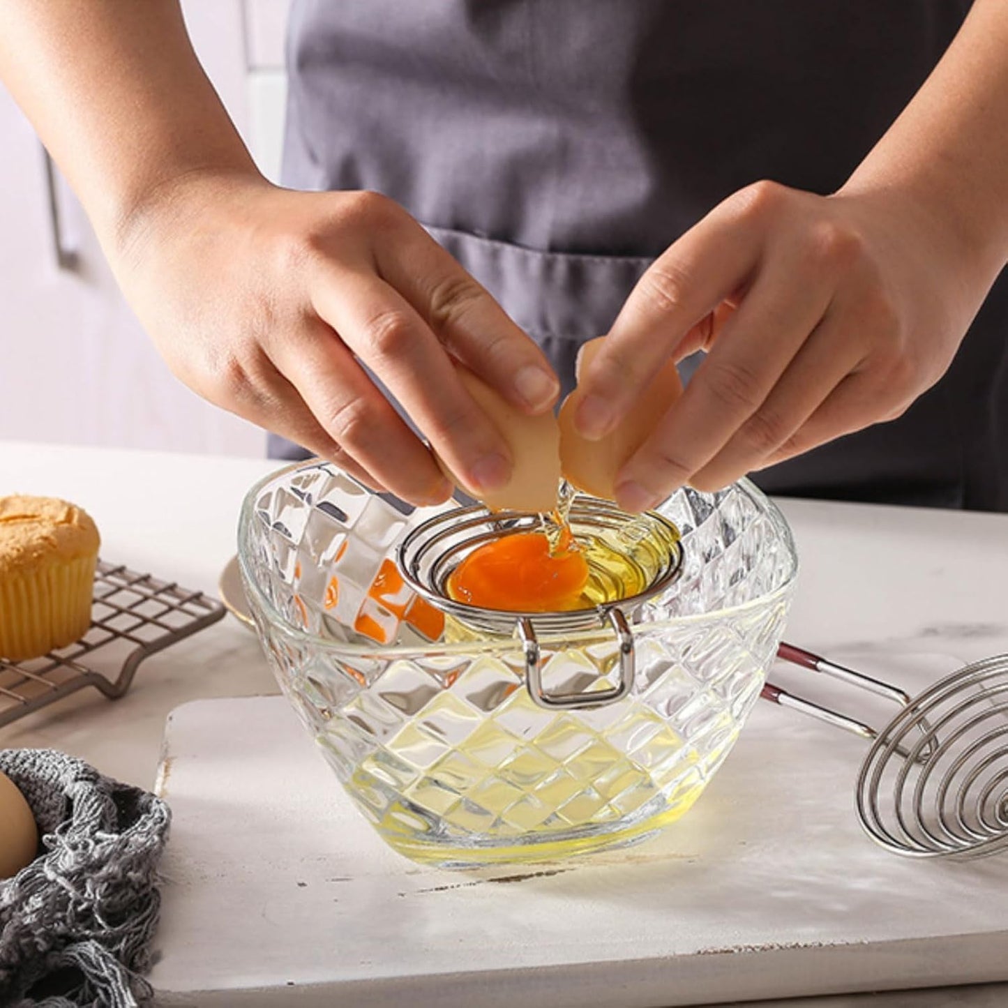 Separador de clara y yema de huevo de acero inoxidable