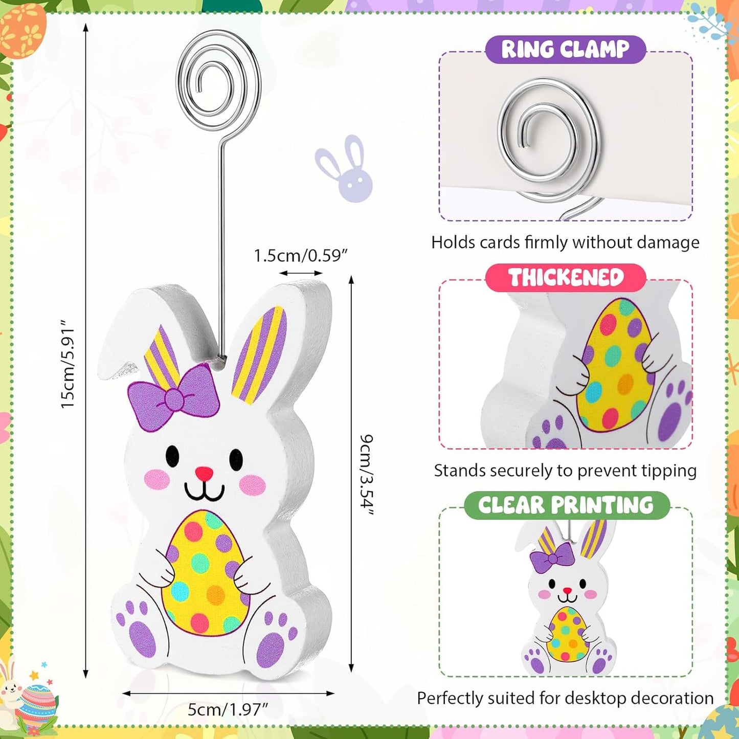 Soporte para tarjetas de Pascua Novabright colorido de madera