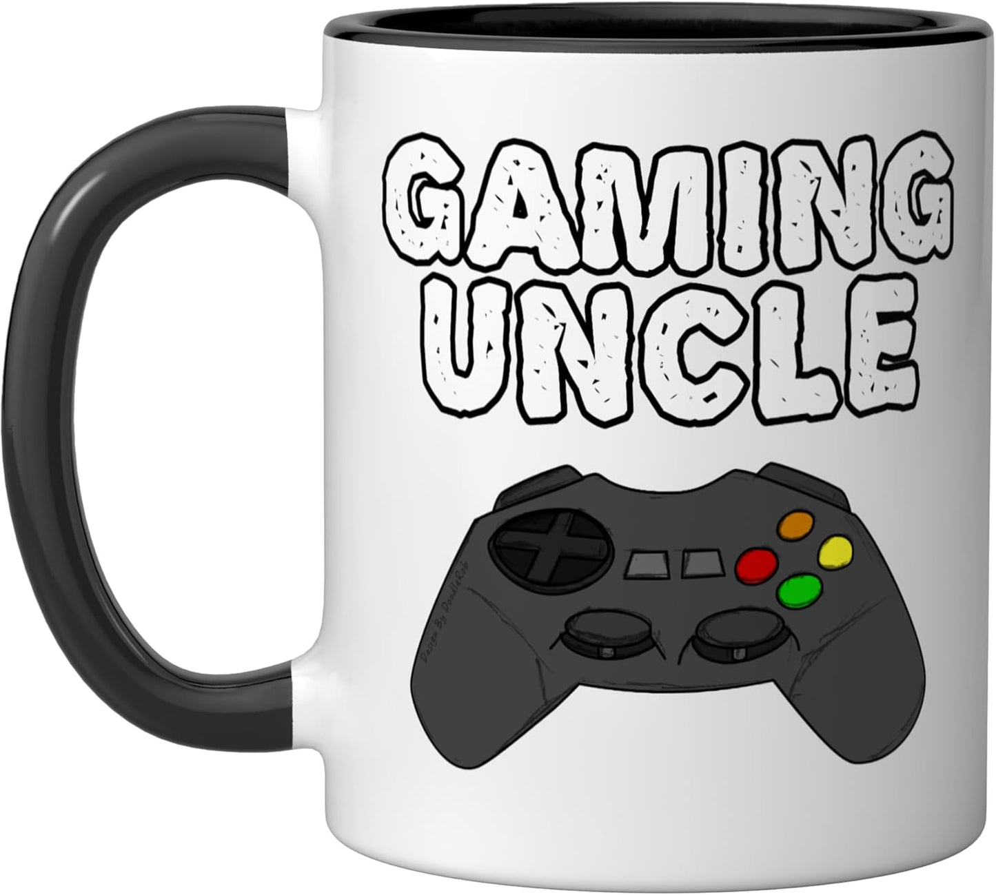 Taza cerámica para gamers divertida Gaming Uncle negra/blanca