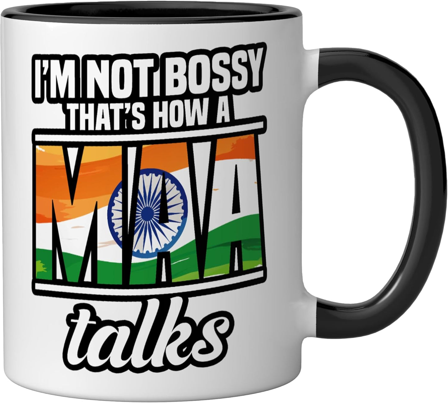 Taza Cerámica Bandera India Negro/Blanco