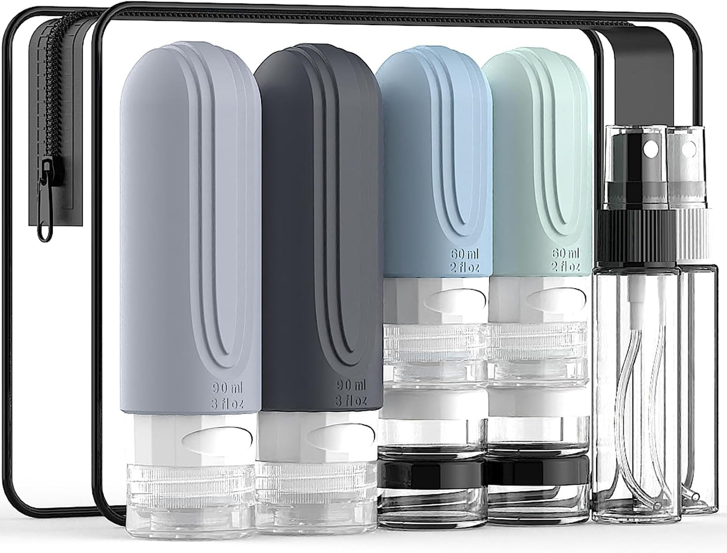 Kit 10 Botellas Silicona Viaje TSA Aprobado