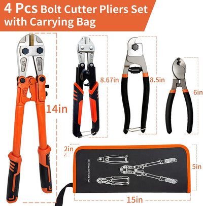 Set 4 Pzas Tijeras Cortachapas Acero CR-V para Cadena Cable