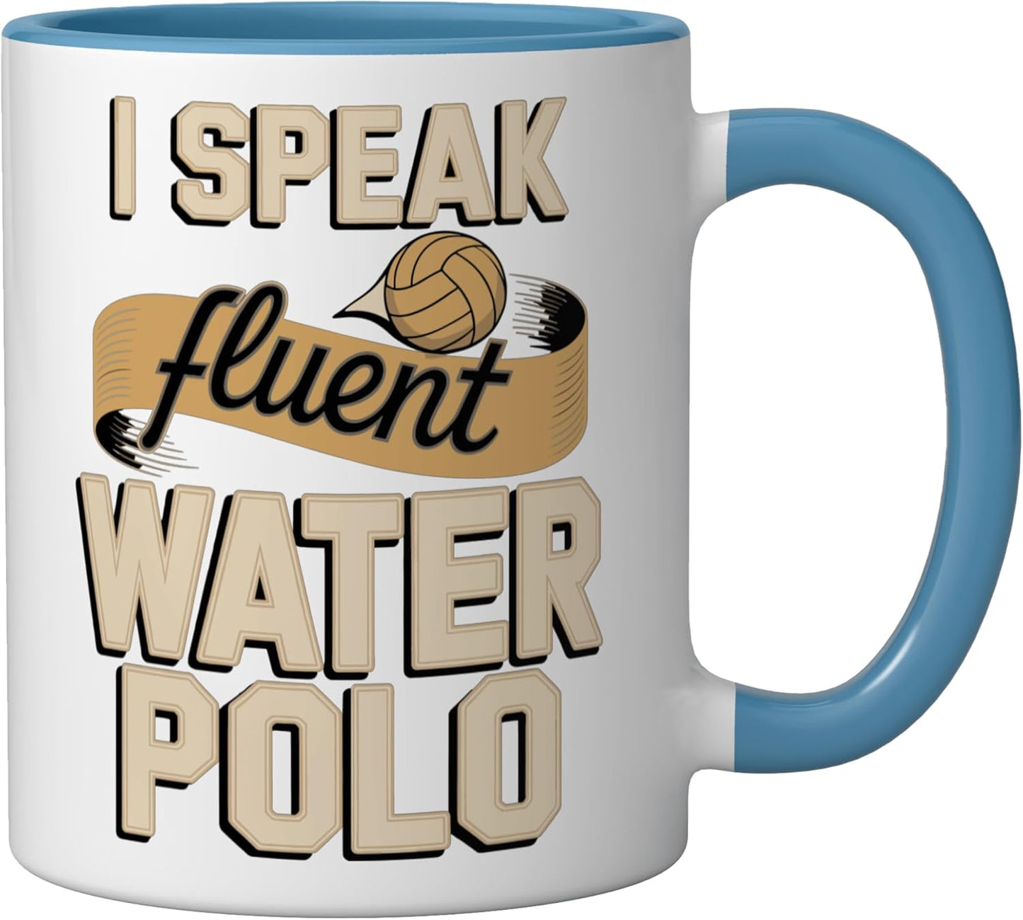 Taza Cerámica Frase Agua Poli Deportivo Azul Blanco