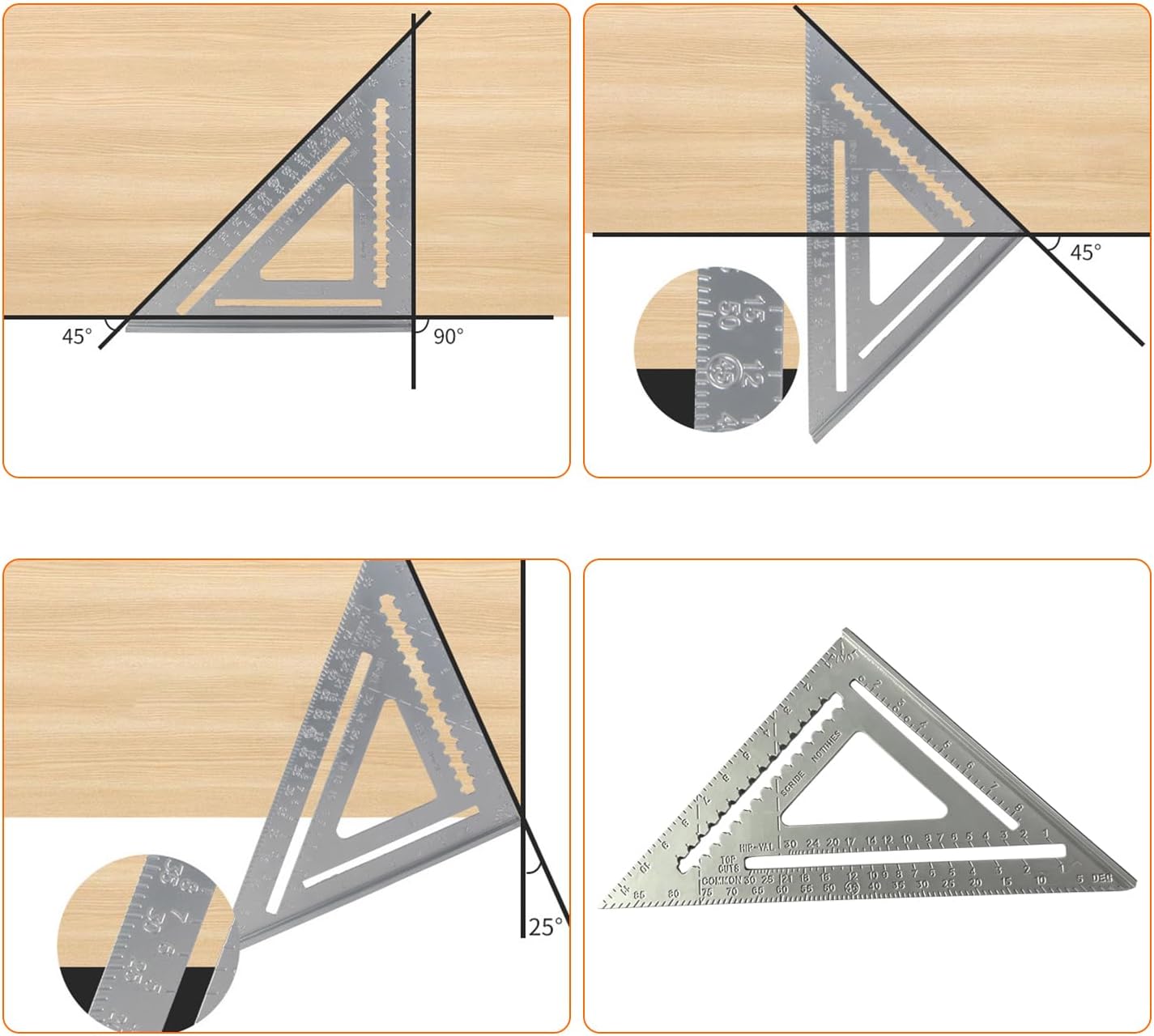 Escuadra aluminio 12pulg básculas grabadas herramienta carpintería