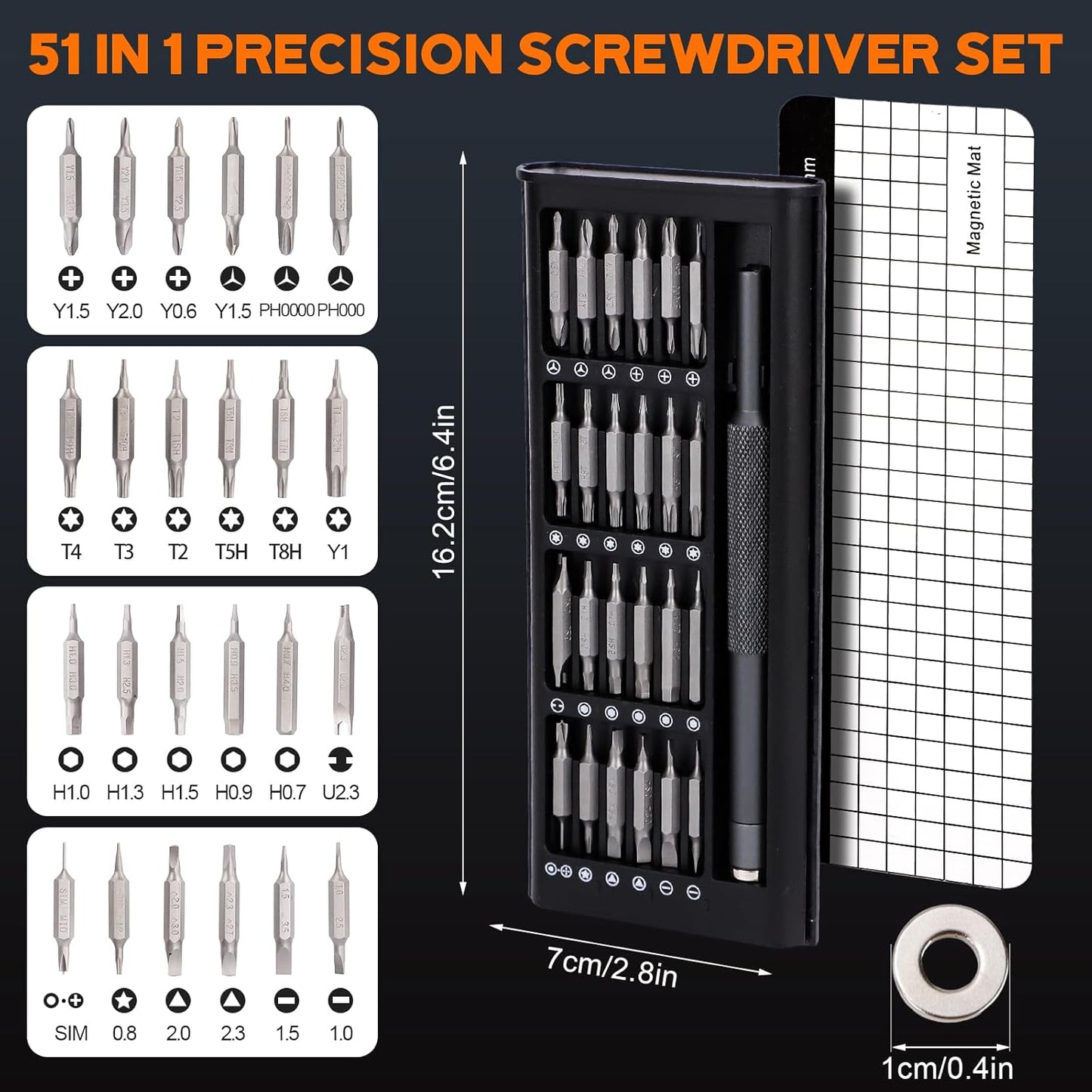 Set 51 Destornilladores Precisión Kit Herramientas