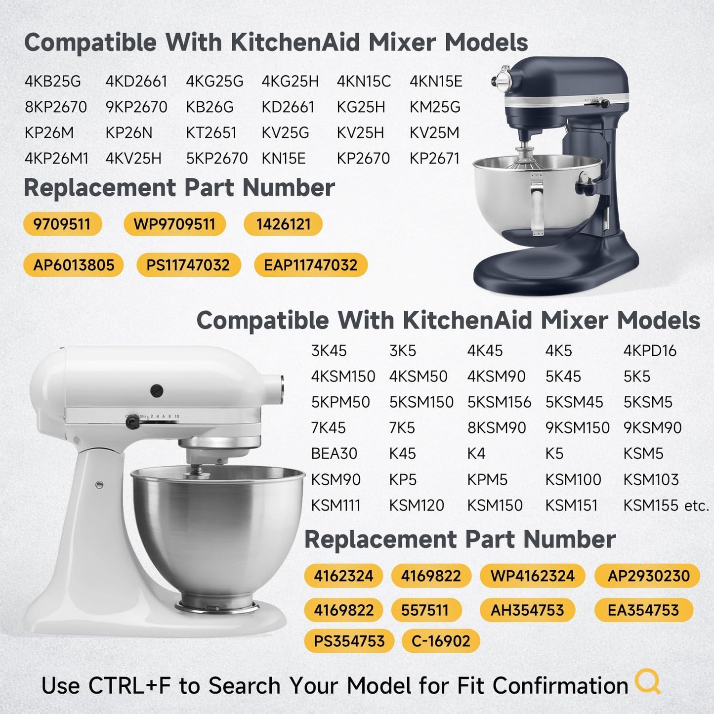 Paquete de 5 juntas de caja de transmisión compatible con mezclador KitchenAid