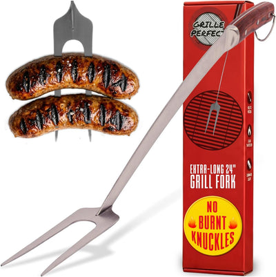 Tenedor parrilla 24pulg dientes acero inox mango madera