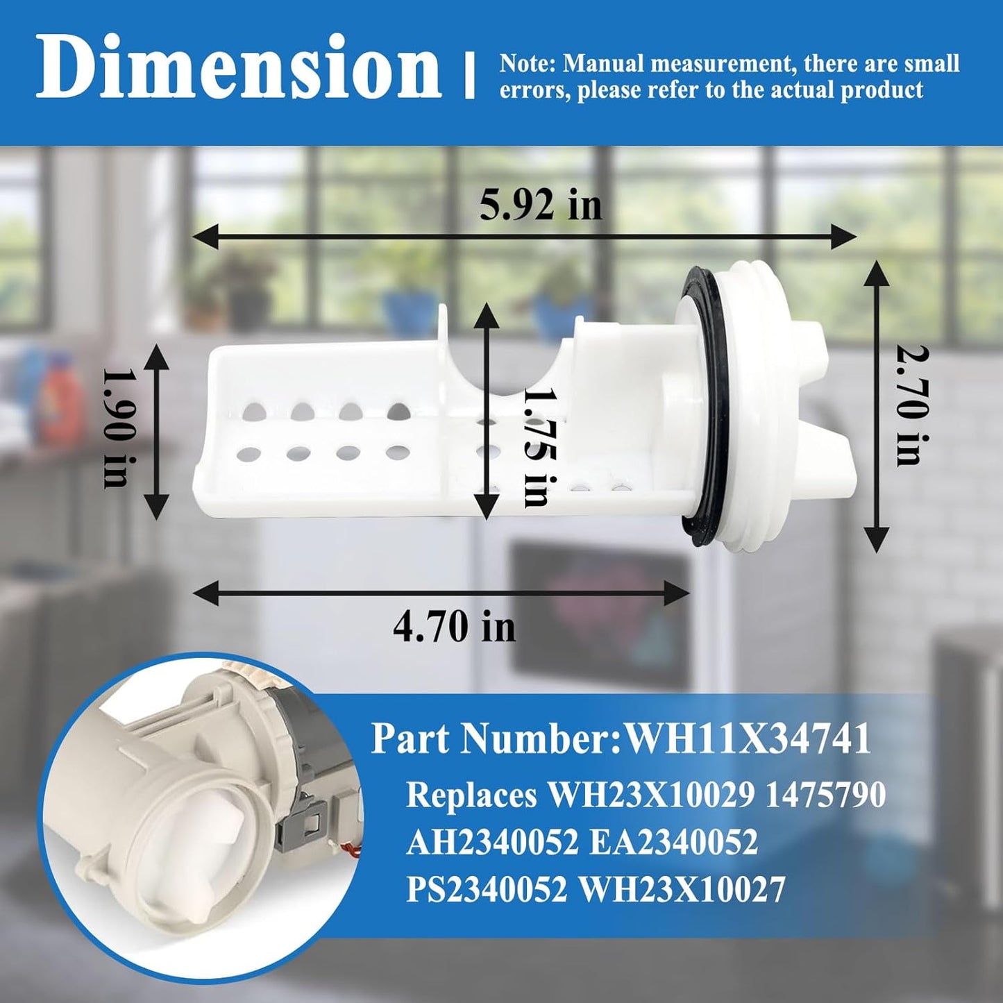 2 Filtros Bomba Drenaje Lavadora WH11X34741