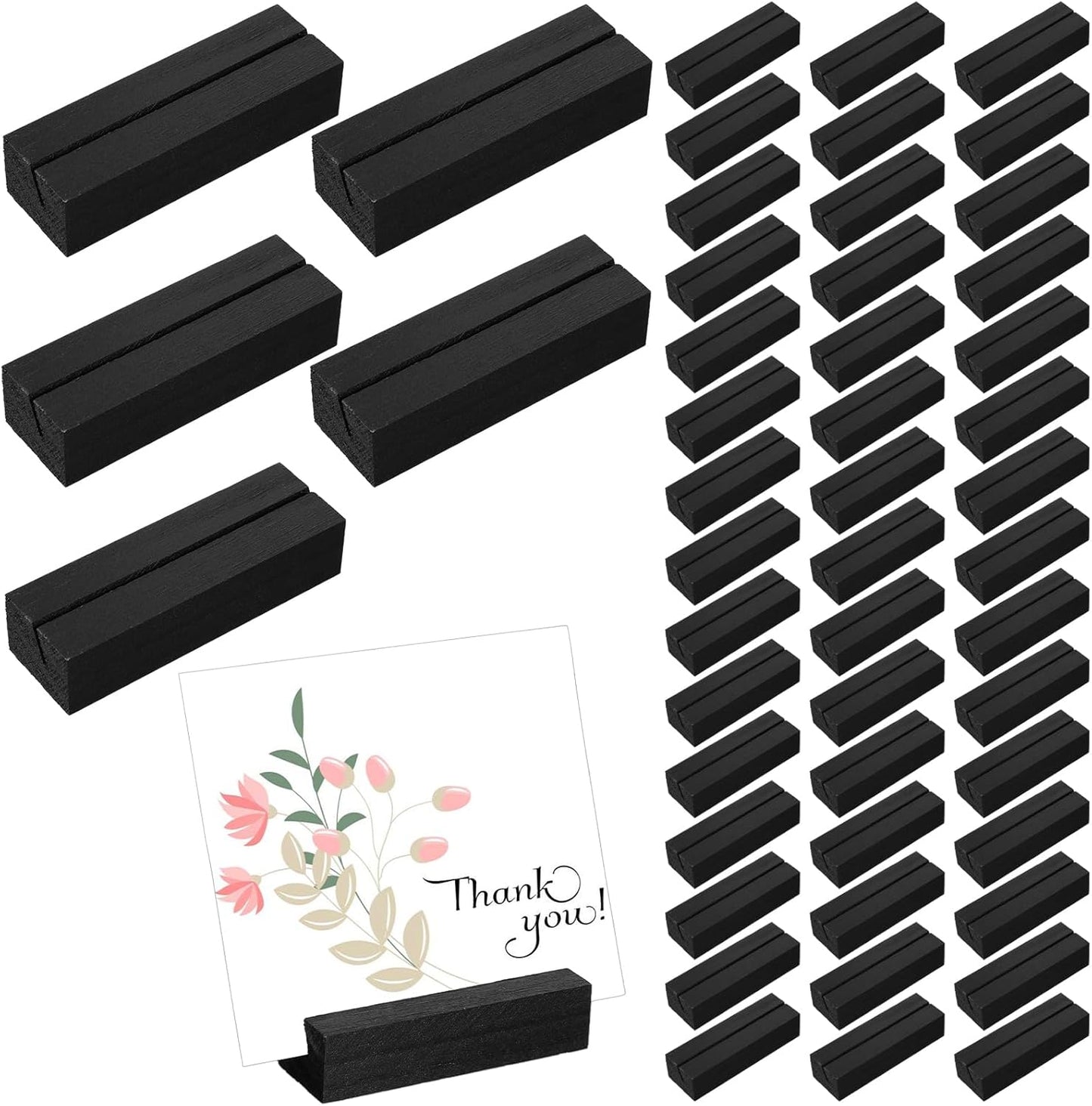 50 pcs soporte para tarjetas de madera negra 3x1 pulg