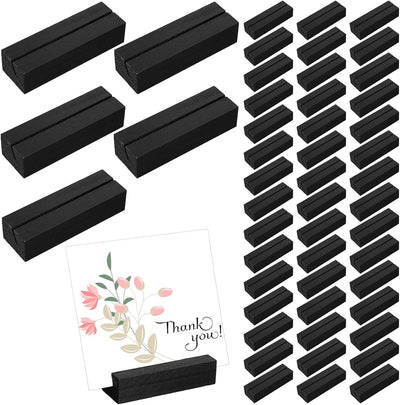 50 pcs soporte para tarjetas de madera negra 3x1 pulg