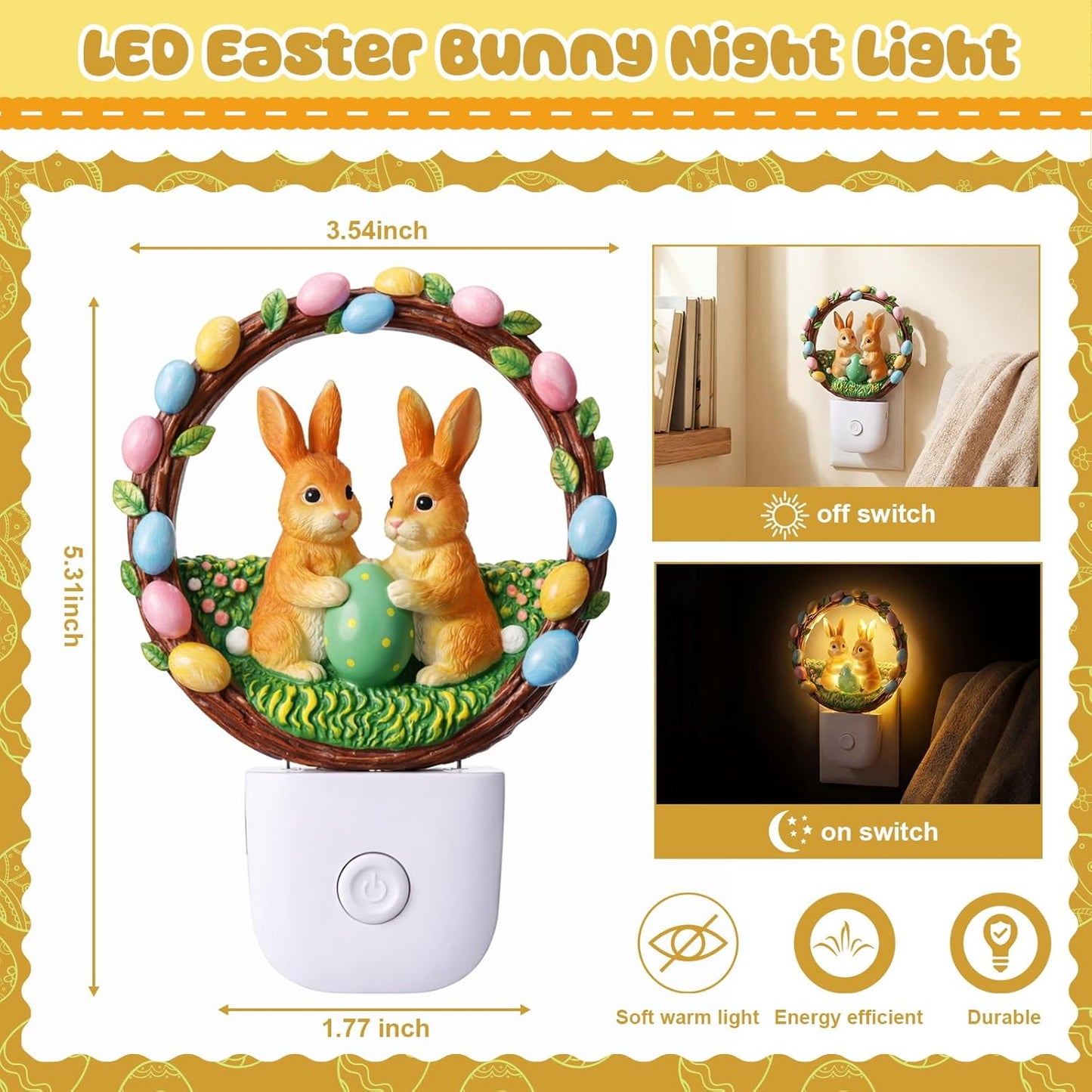 Luz Nocturna LED Pascua Enchufable Decoración Dormitorio