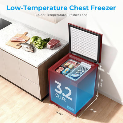 Congelador pecho 3.2ft³ -40℉ cesta extraíble puerta superior