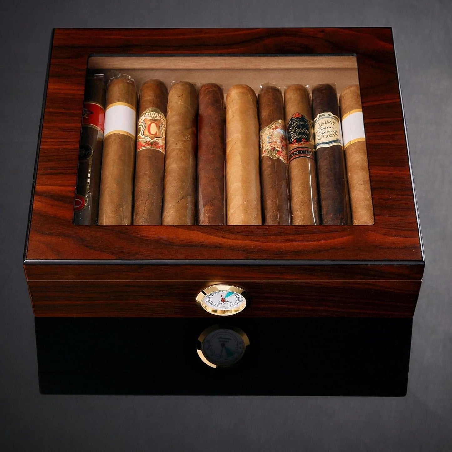Caja humidor digital con higrómetro Santiago