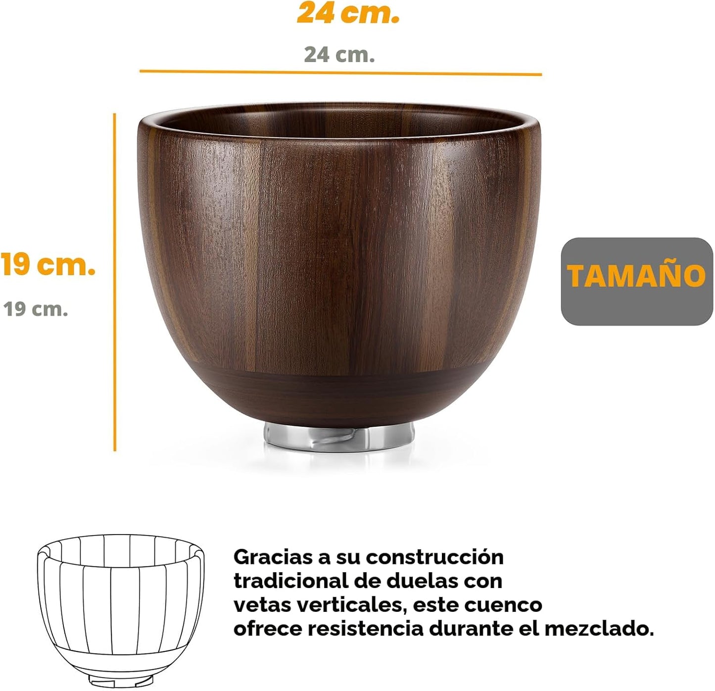 Cuenco madera comp mezcladora acacia 4.5-5qt