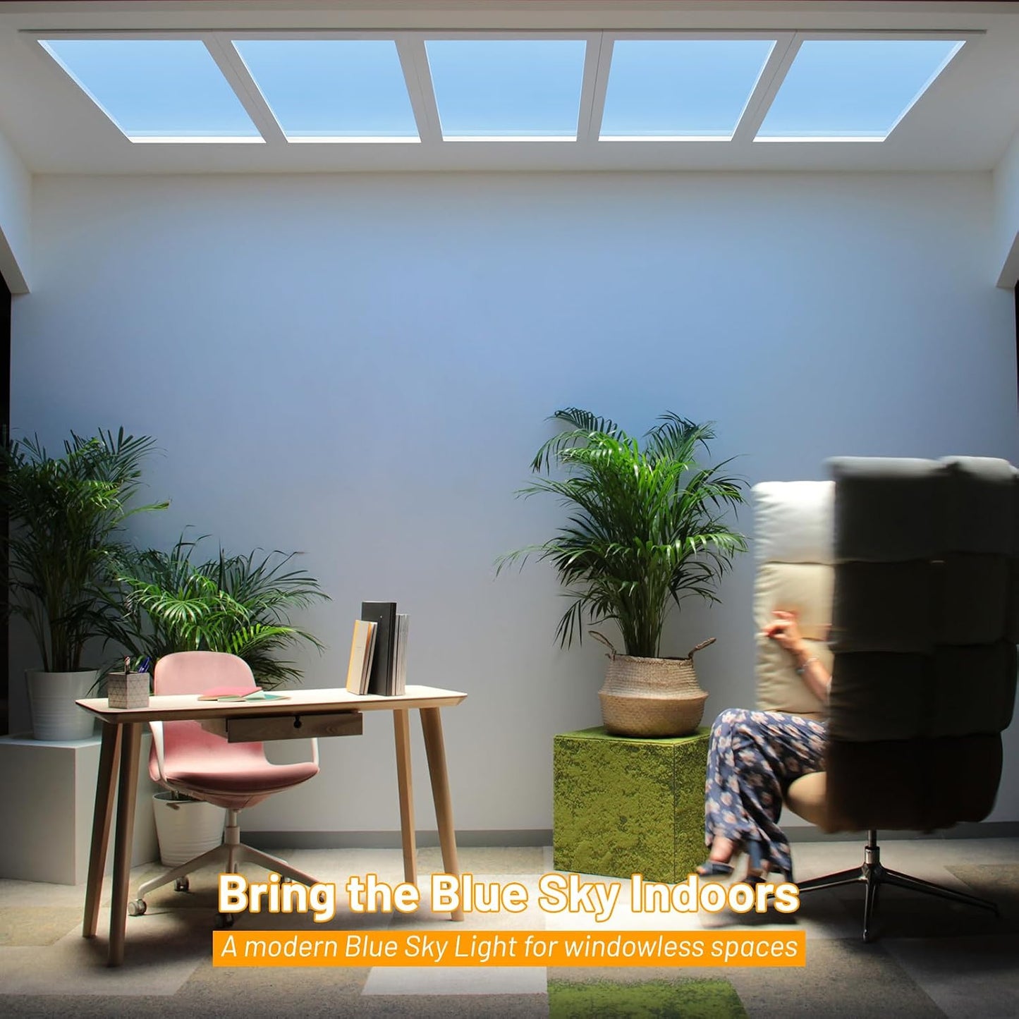 Panel luz LED cielo azul 1x2ft control remoto oficina