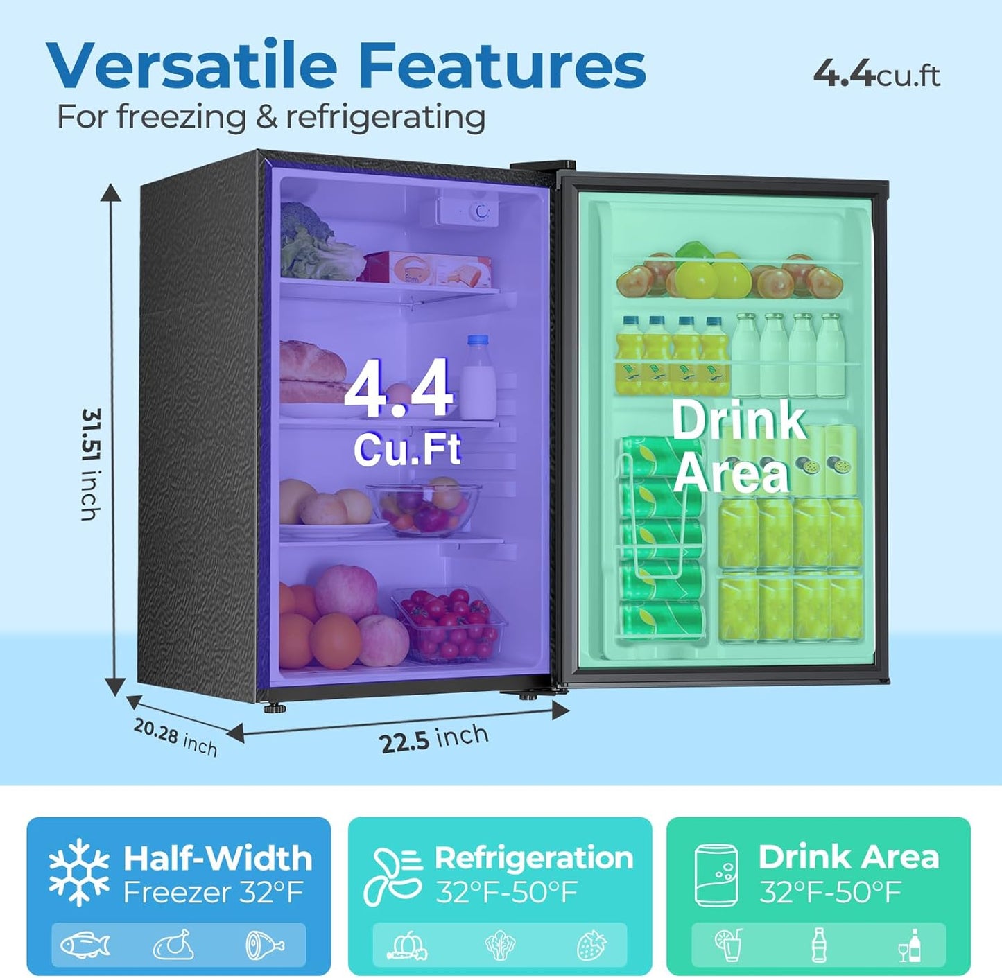 Refrigerador Compacto 4.4pies3 Unica Puerta Negro