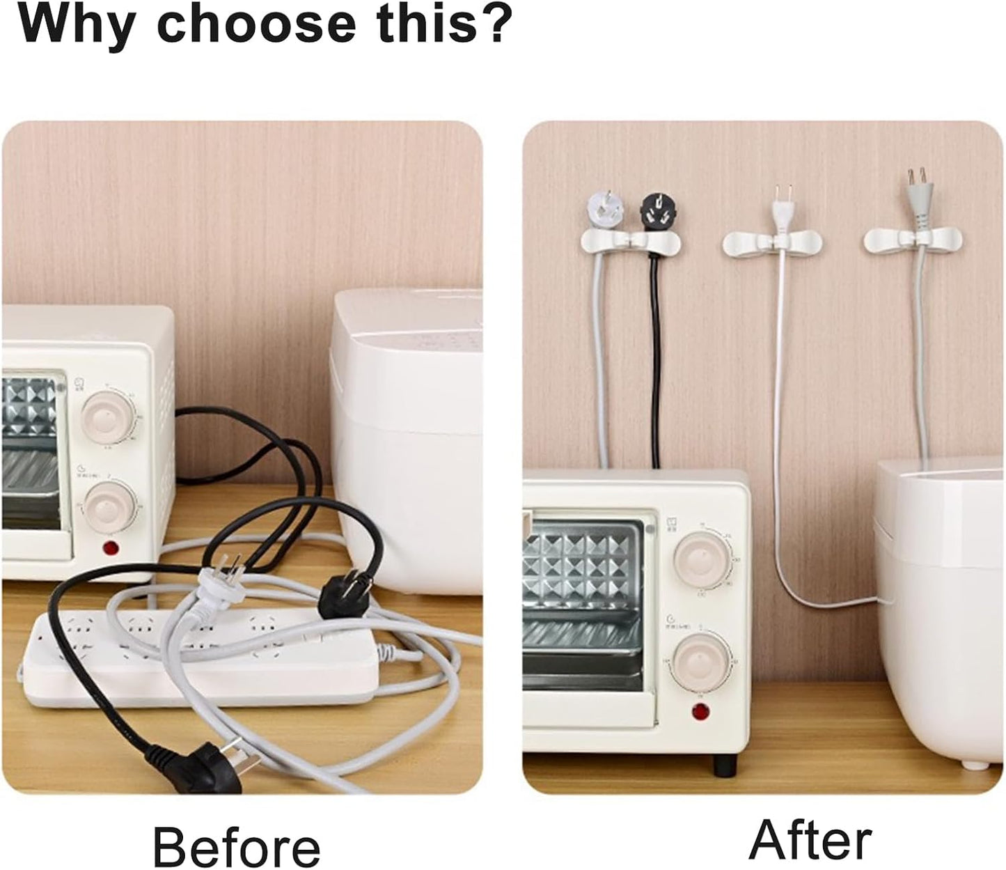 Pack 4 Organiz. Cables Electrodomésticos Cocina