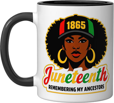 Taza Cerámica Juneteenth 1865 Orgullo Mujeres Negras Negro/Blanco