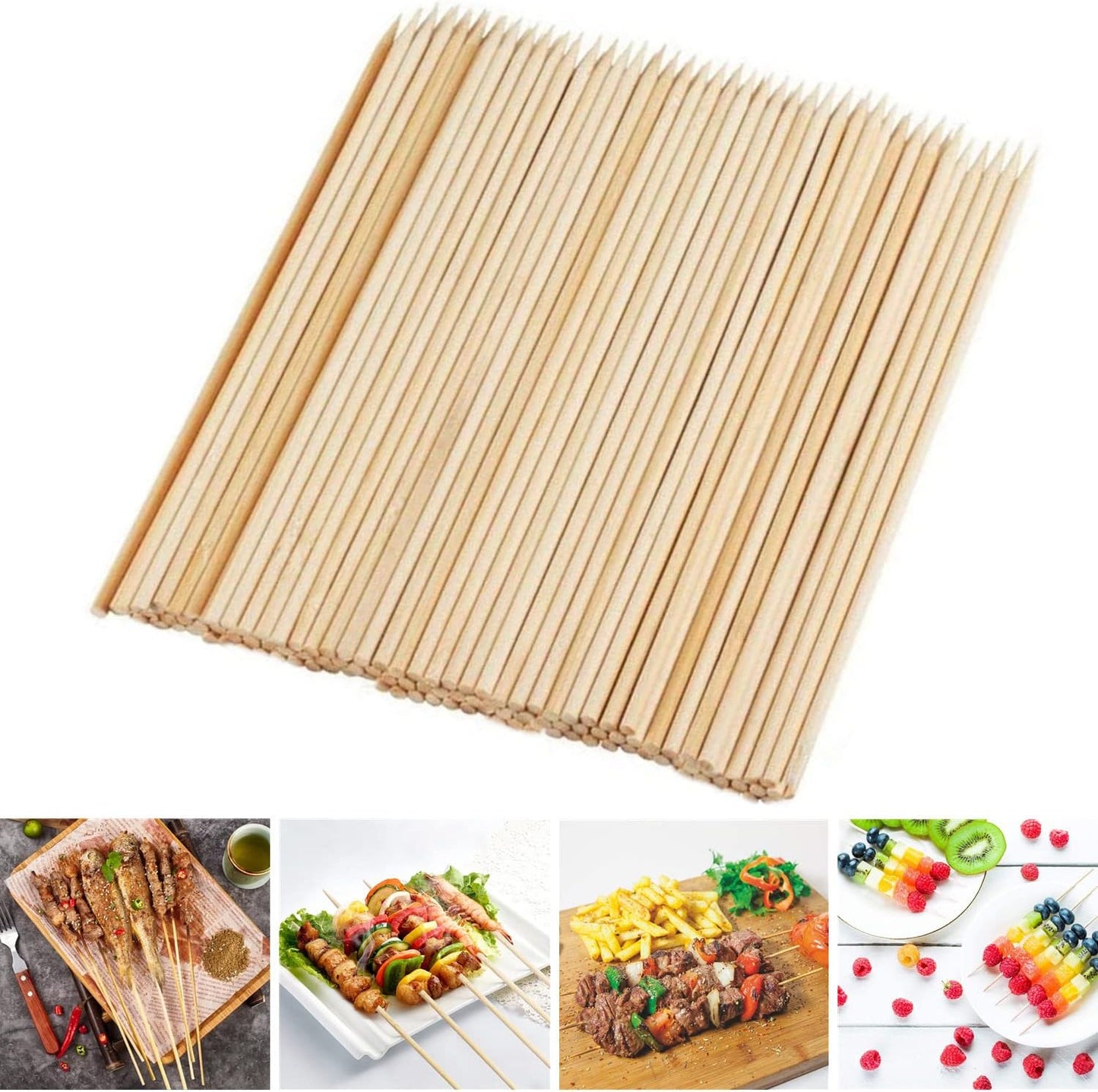 Pinchos de Bambú 8pulg 100pcs para BBQ Fruta Maíz Cóctel
