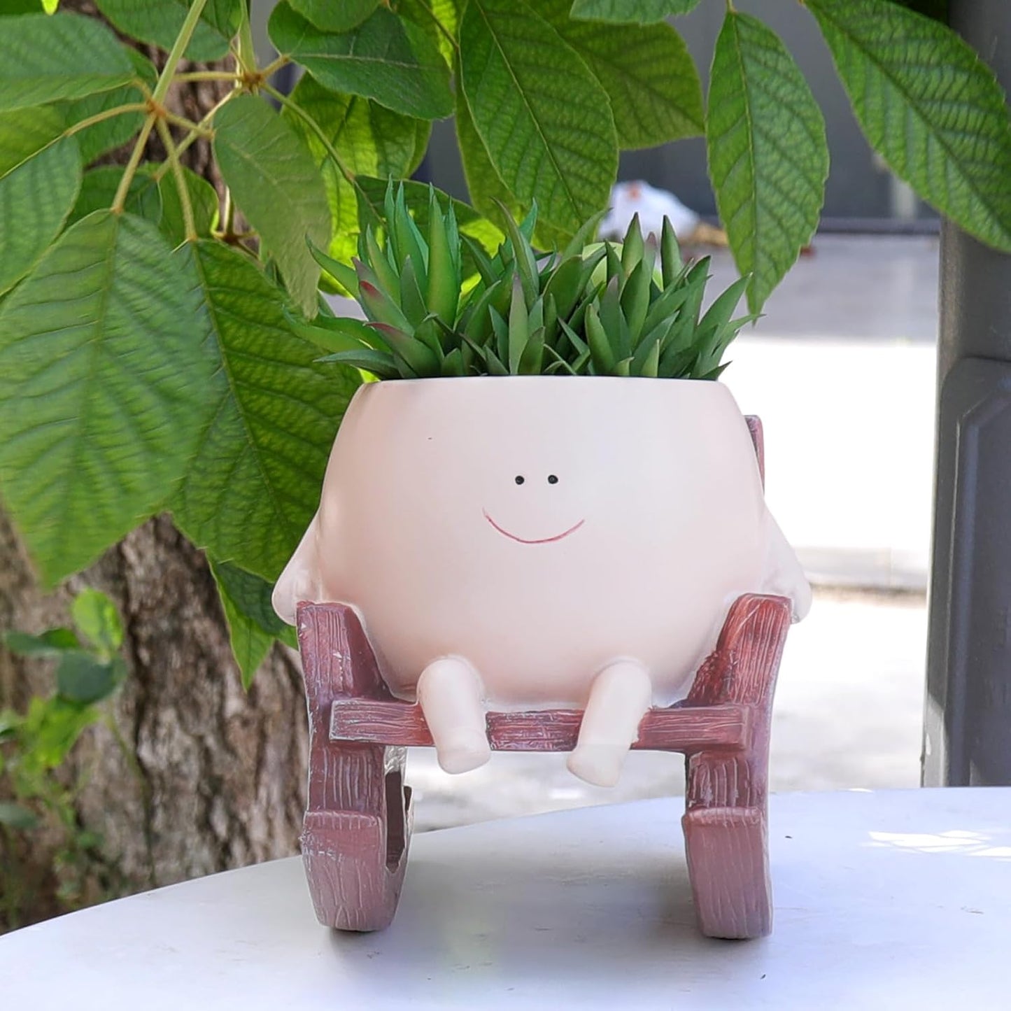 Maceta Cara Sonriente para Plantas Interiores Regalo Único