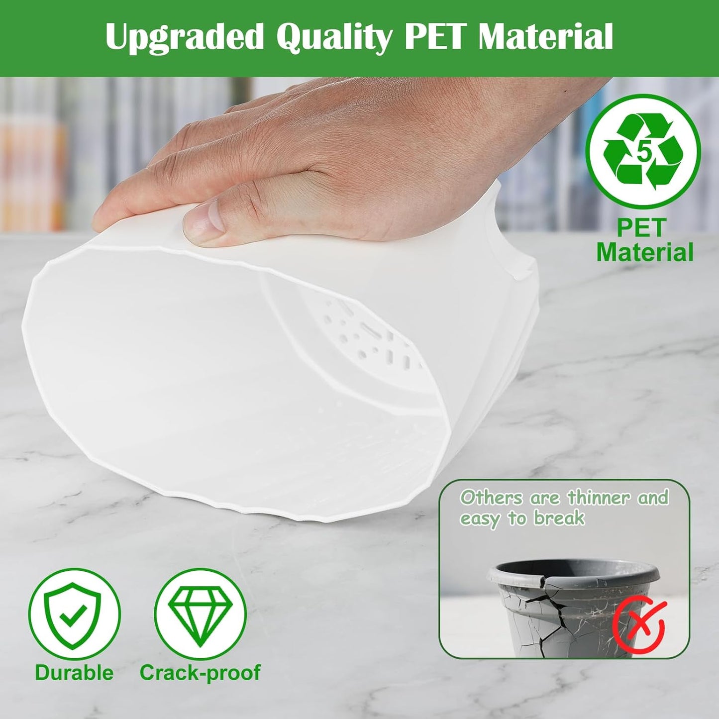 Macetas riego automático 4.7pulg set 3 con platillos decorativas